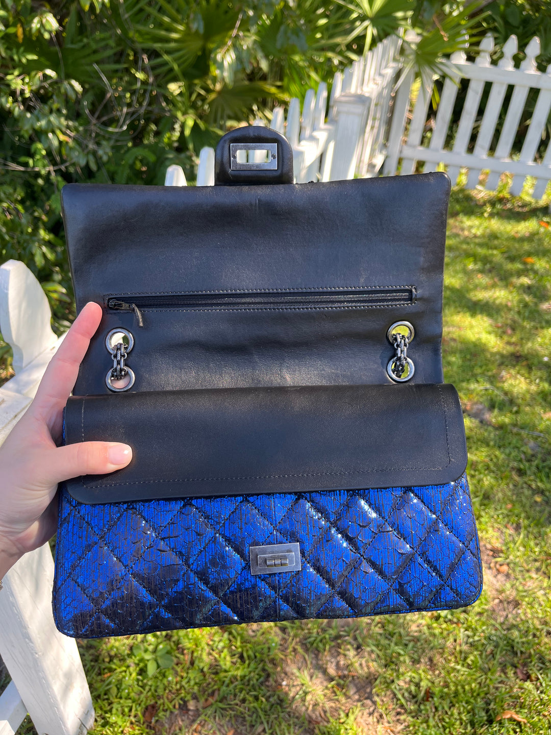 Chanel Blue Python Medium Reissue Double Flap Bag