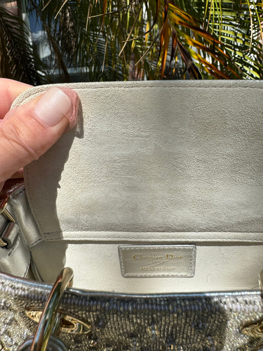 2023 Lady D-Joy Silver Embellished Micro Bag