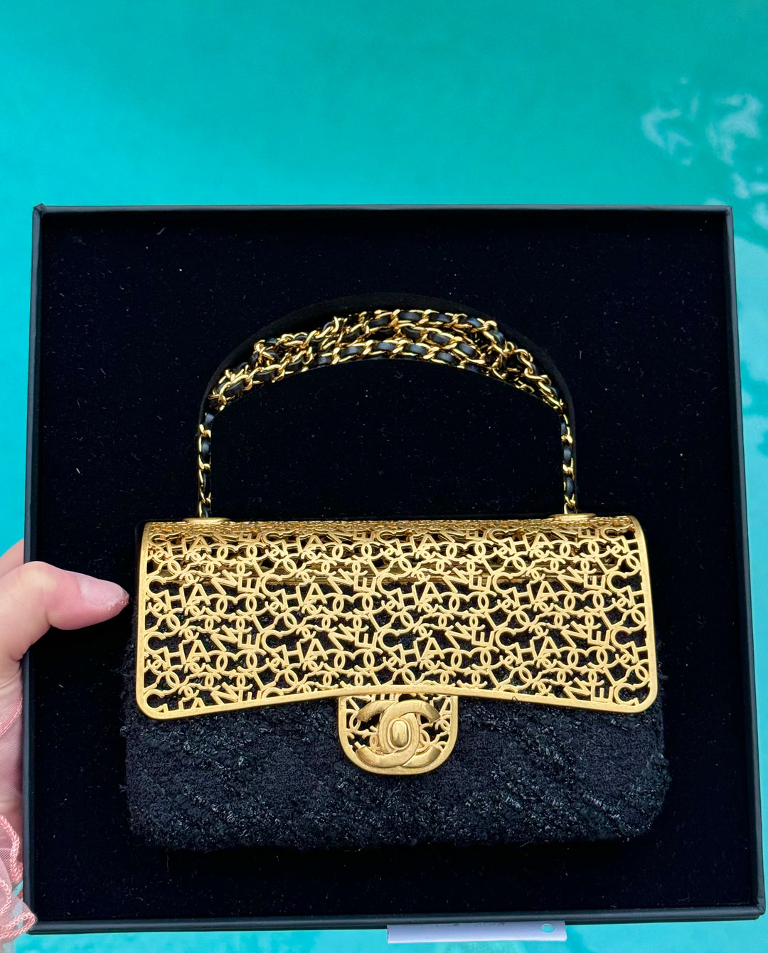 Chanel 2022 Limited Edition Tweed Mini Cage Minaudiere Crossbody