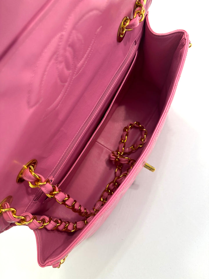 Chanel 1995 Jumbo Barbie Pink Chain Around Flap Bag