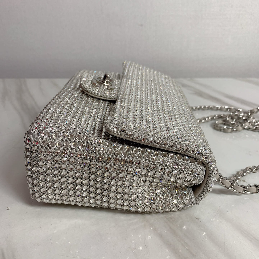 Chanel Mini Flap Bag Silver Crystal Crochet Silver Hardware Métiers D’Art 2026