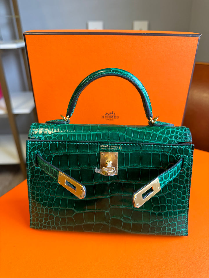 Hermes Emerald Alligator Mini Kelly