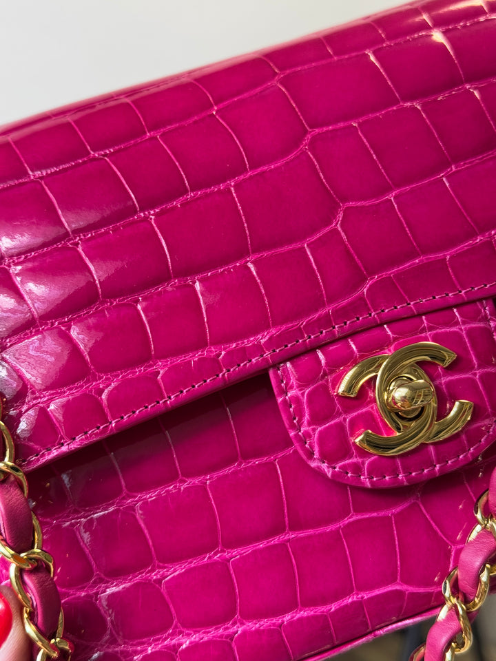 Chanel Fuchsia Alligator Medium Classic Flap Bag
