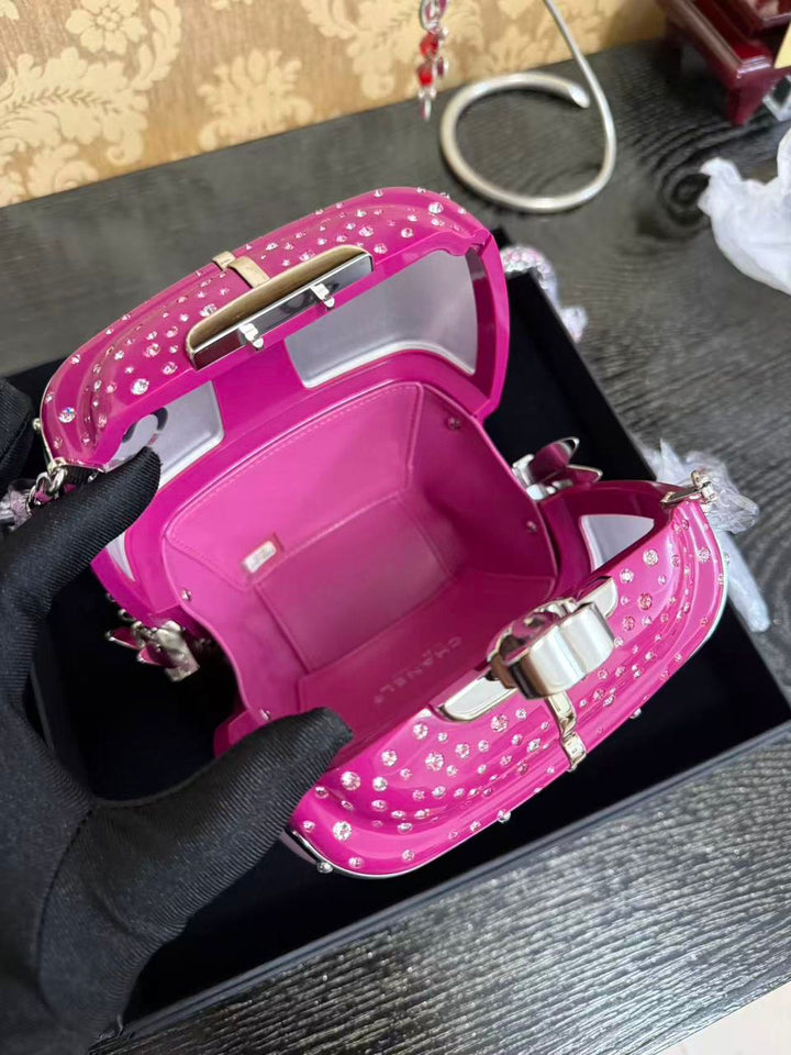 Chanel Limited Edition Pink Ski Gondola Swarovski Minaudiere
