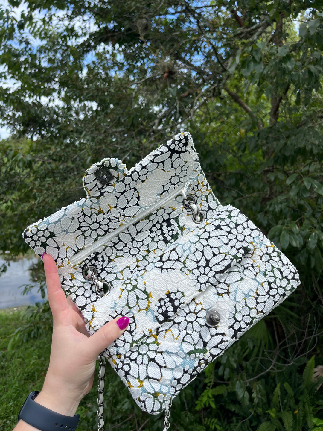 Chanel Floral Medium Tweed Classic Flap