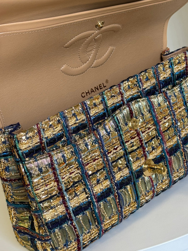 Chanel Medium Egyptian Tweed Flap Bag Gold Hardware 19A