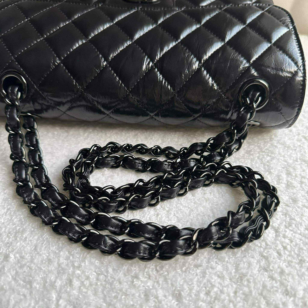Chanel SO BLACK Small Crumpled Calfskin Double Flap Bag