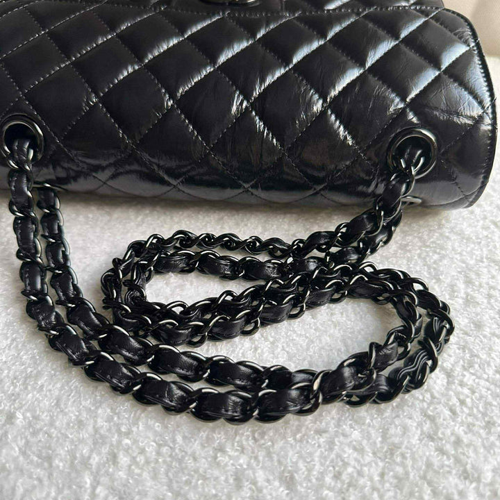 Chanel SO BLACK Small Crumpled Calfskin Double Flap Bag
