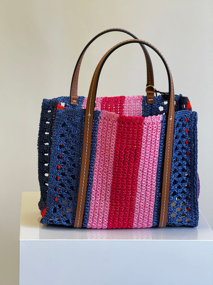 Gucci Interlocking Multicolor Raffia Tote Bag