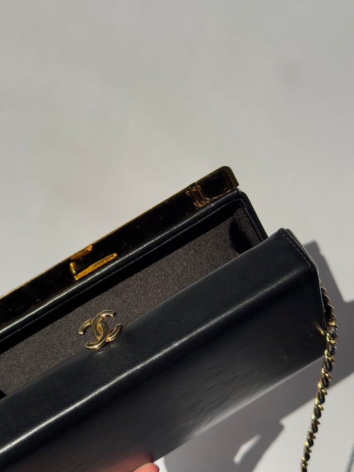 Chanel 19A Egypt Gold Lambskin Minaudiere Crossbody Black Gold 2019