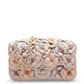 Chanel Metallic Pink and Rose Gold Lambskin Camellia Rose Appliqué Mini Flap Bag
