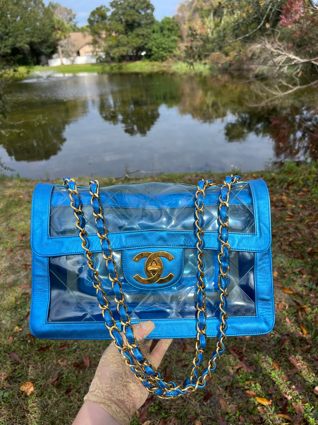 Chanel Iridescent PVC Maxi Lambskin Flap Bag