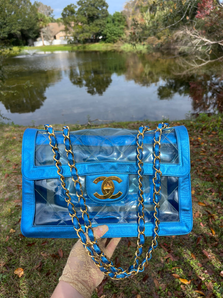 Chanel Iridescent PVC Maxi Lambskin Flap Bag