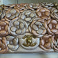 Chanel Metallic Pink and Rose Gold Lambskin Camellia Rose Appliqué Medium Flap Bag