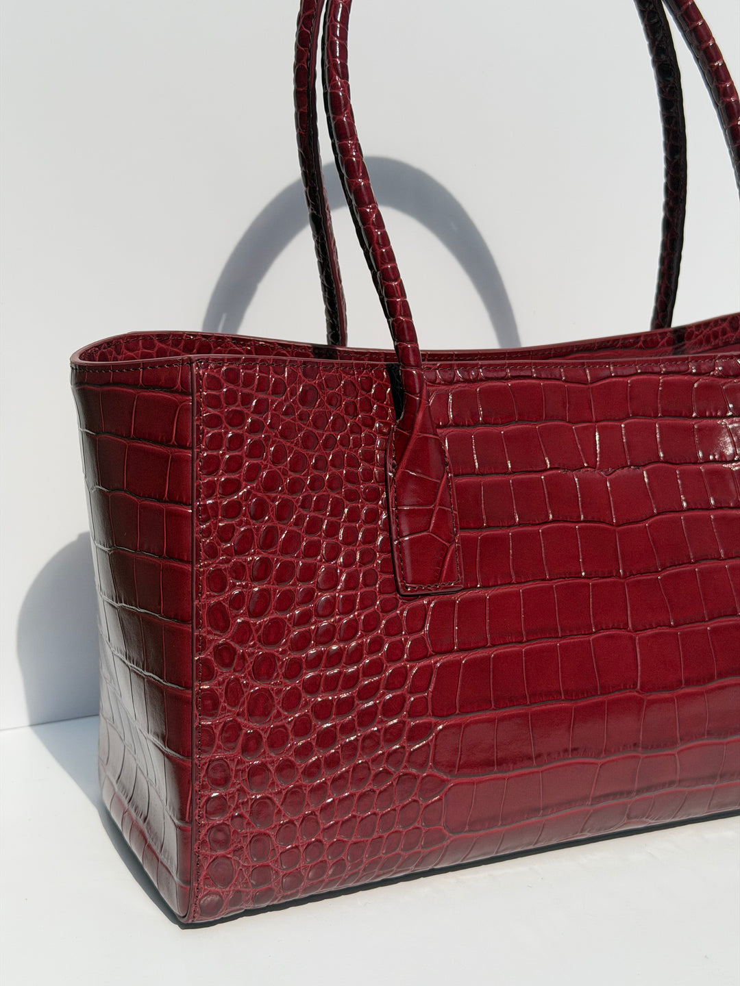 Chanel Small Shopping Bag Crocodile Embossed Calfskin Burgundy 2026