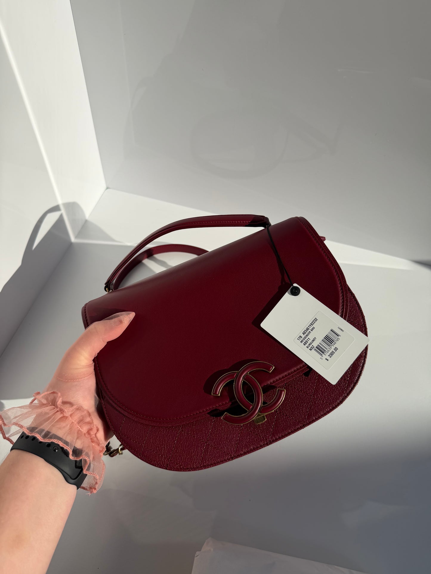Chanel 17B Small Burgundy Coco Curve Messenger Flap Bag
