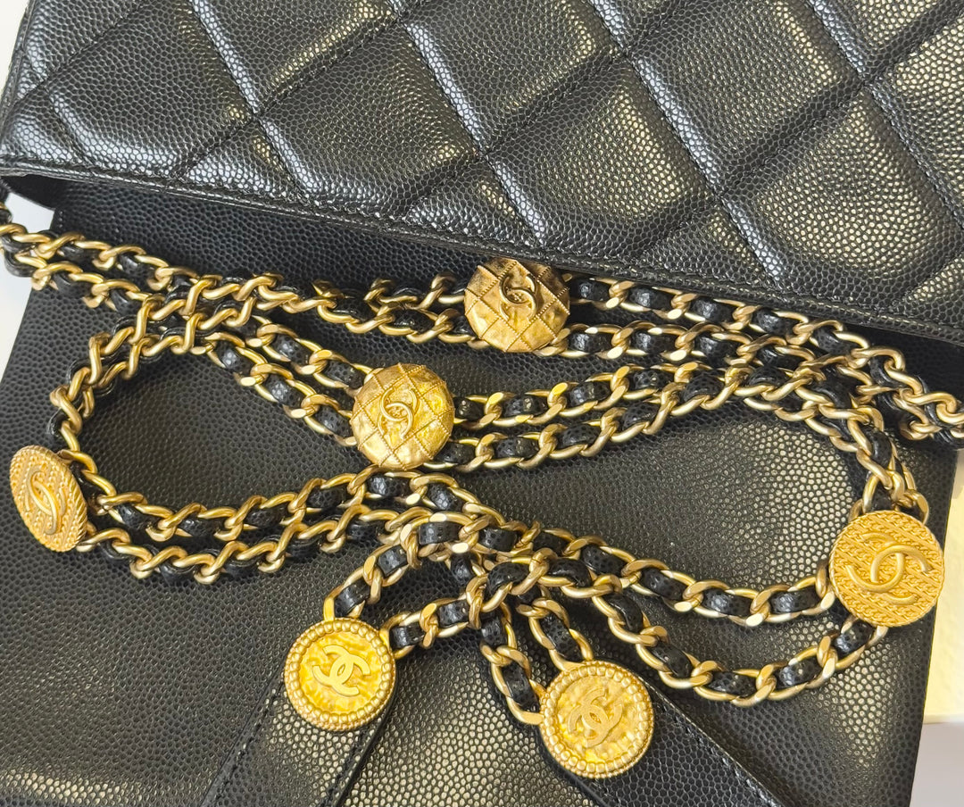 Chanel Twist Your Buttons Black Small Caviar Flap Bag