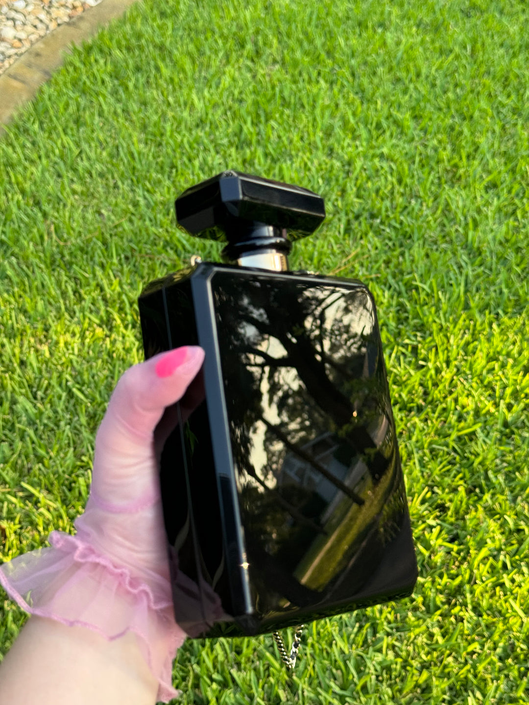 Chanel Black Acrylic Plexiglass Perfume Bottle Minaudière