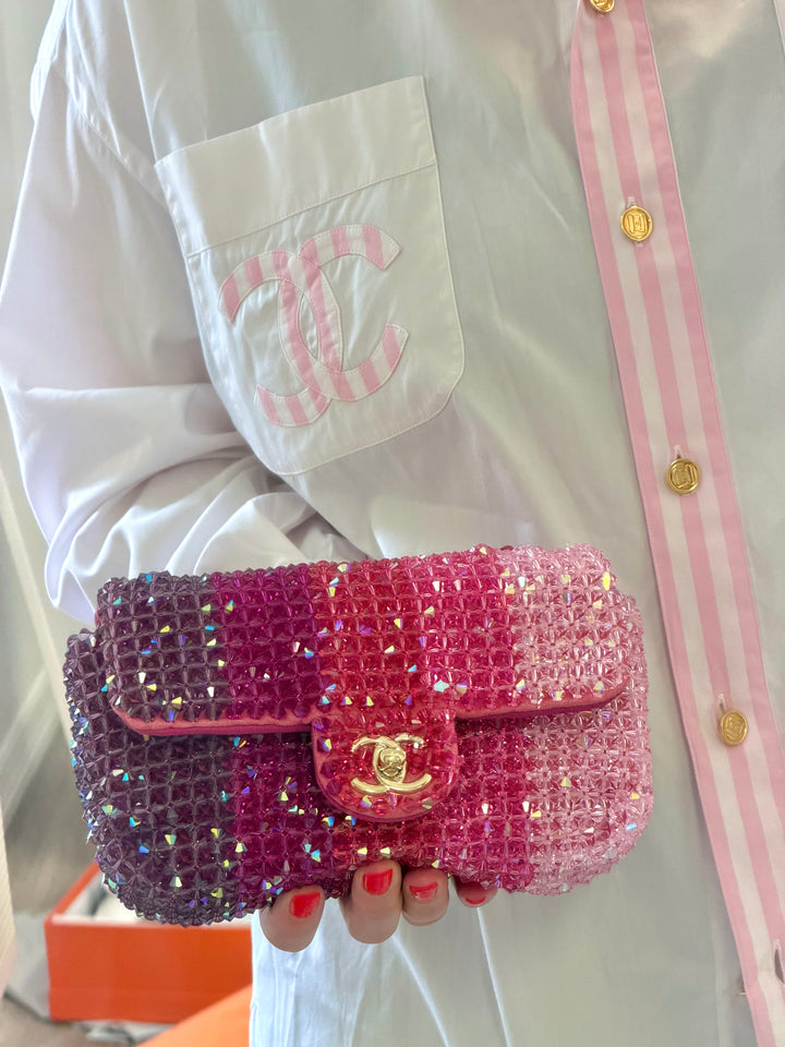 Chanel Pink Ombre Crystal Mini Flap
