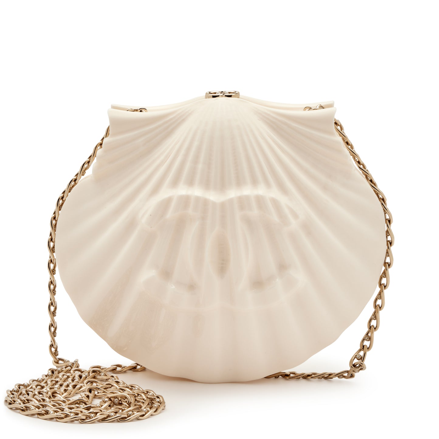 Chanel 19S White Runway Shell Minaudiere
