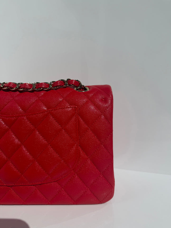 Chanel Medium Classic Double Flap Caviar Red Light Gold Hardware 2021