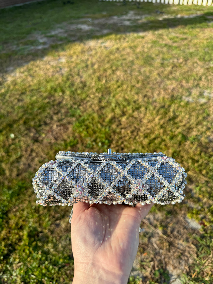 Chanel Silver Crystal Embellished Mini Flap