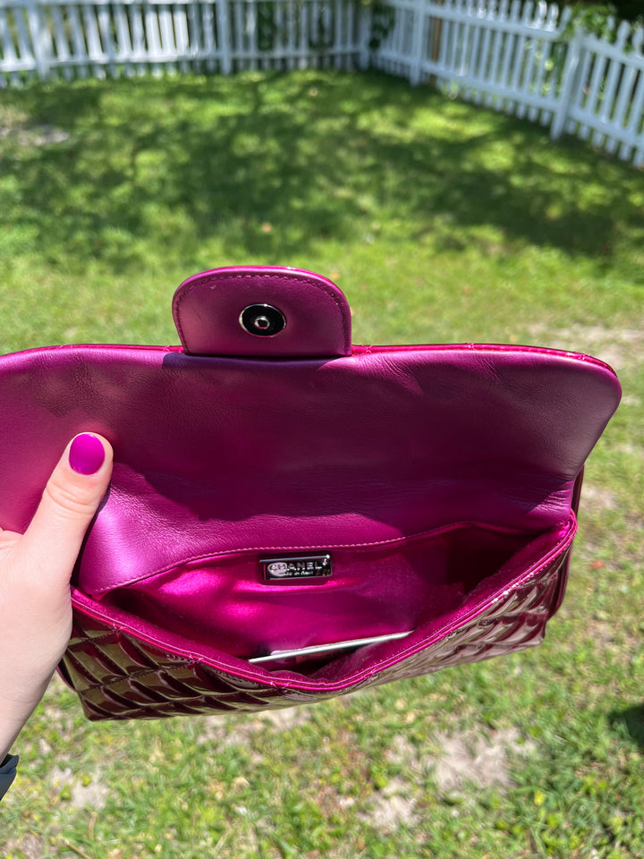 Chanel Classic Flap Patent Metallic Frame Clutch