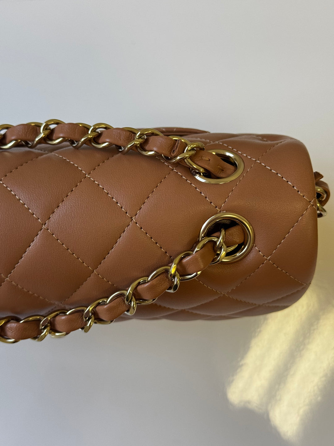 Chanel 22S Small Caramel Lambskin Classic Flap Bag + LGHW