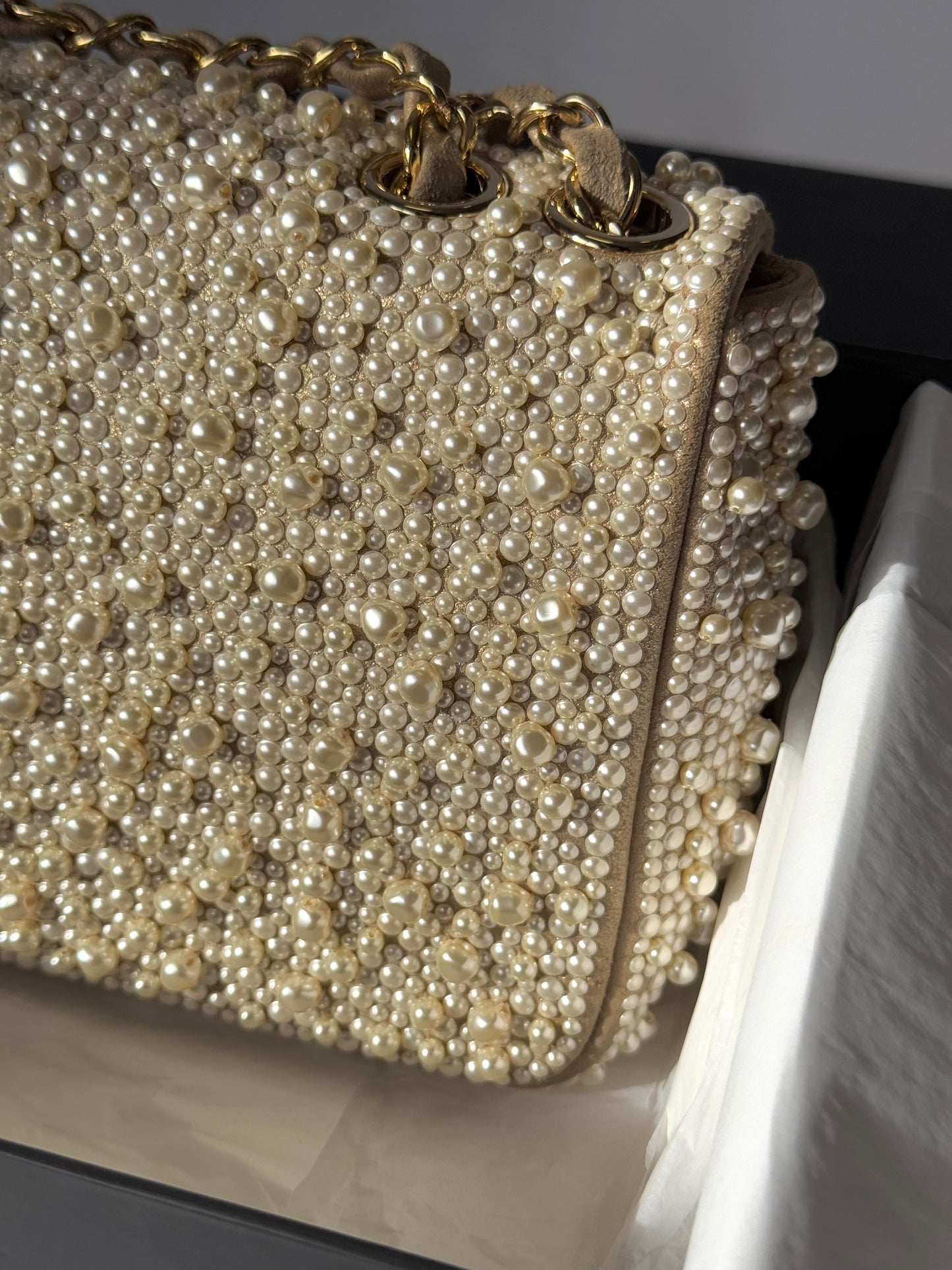 Chanel 17A Ritz Pearl Embellished Mini Rectangular Flap Bag