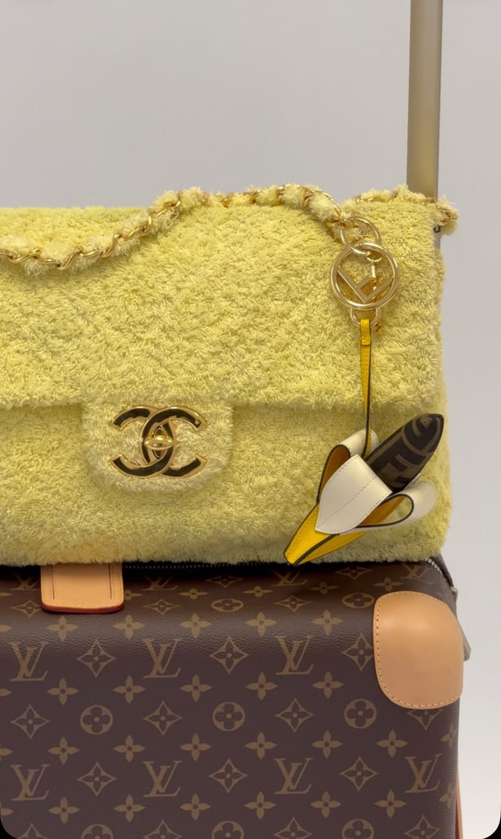 Chanel Yellow Terry Cloth Vintage Maxi Flap Bag