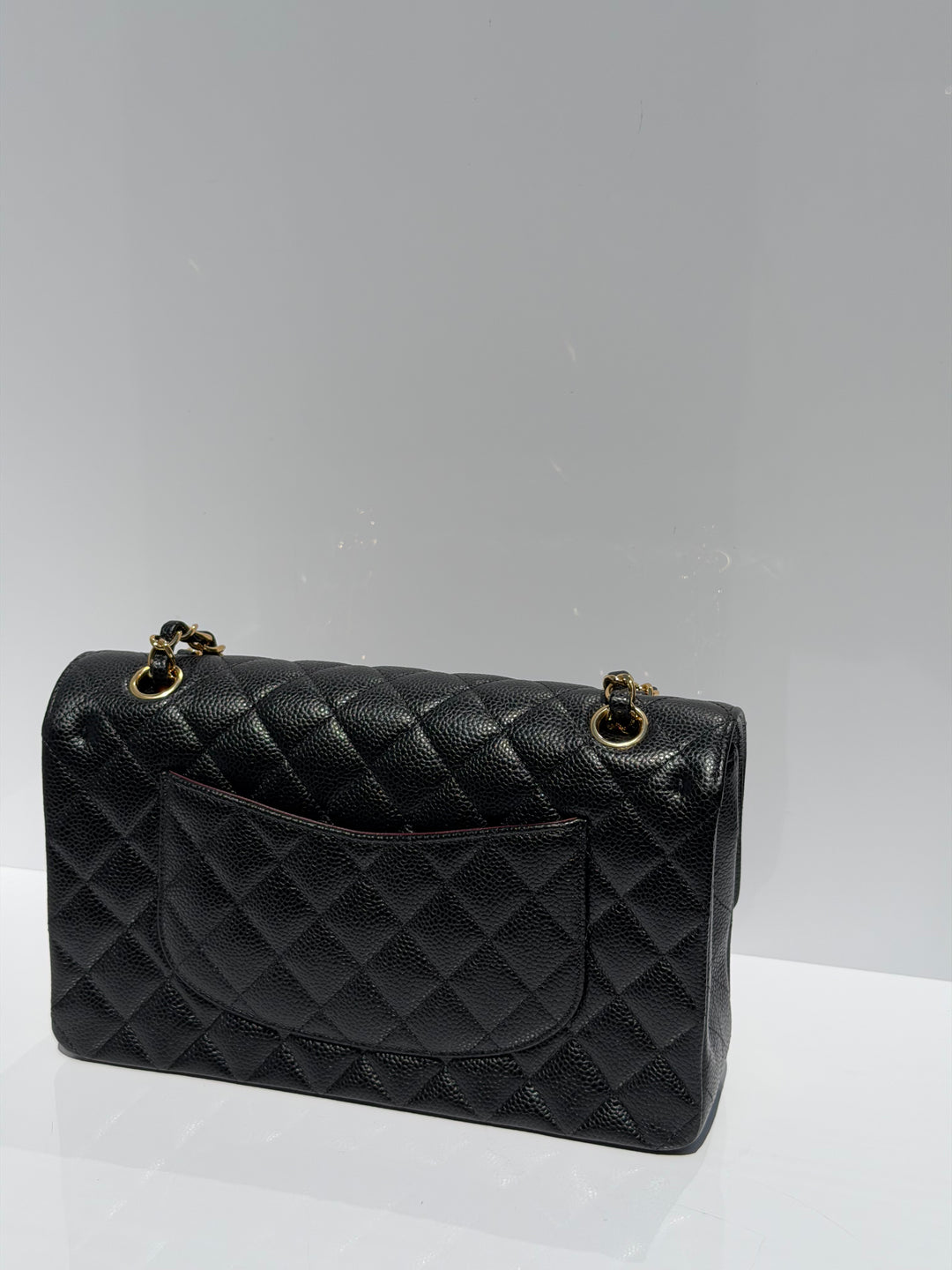 Chanel Medium Classic Double Flap Caviar Black Gold Hardware 2018