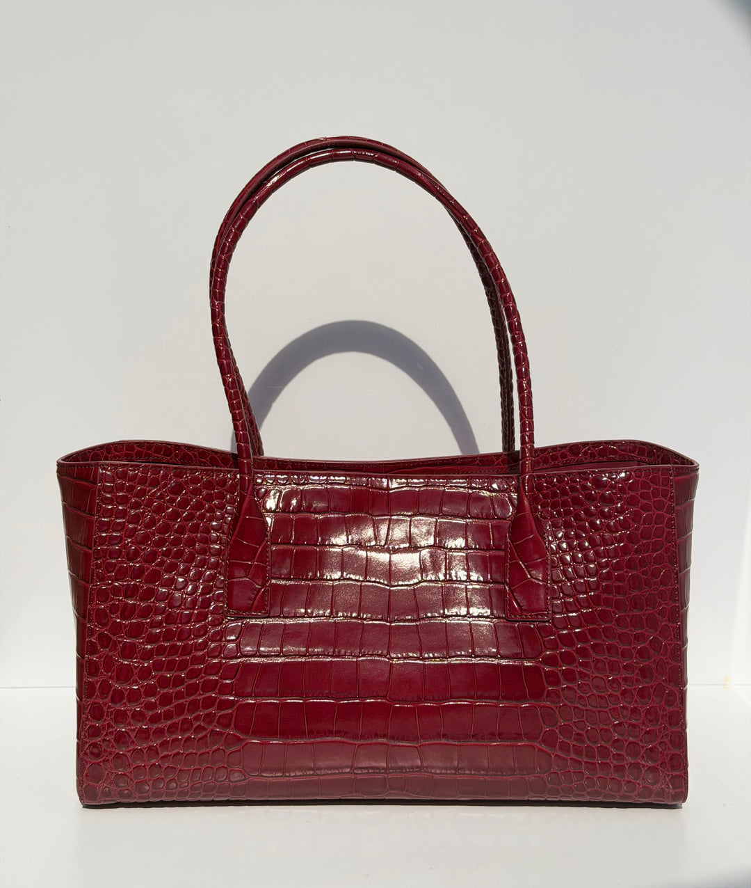 Chanel Small Shopping Bag Crocodile Embossed Calfskin Burgundy 2026