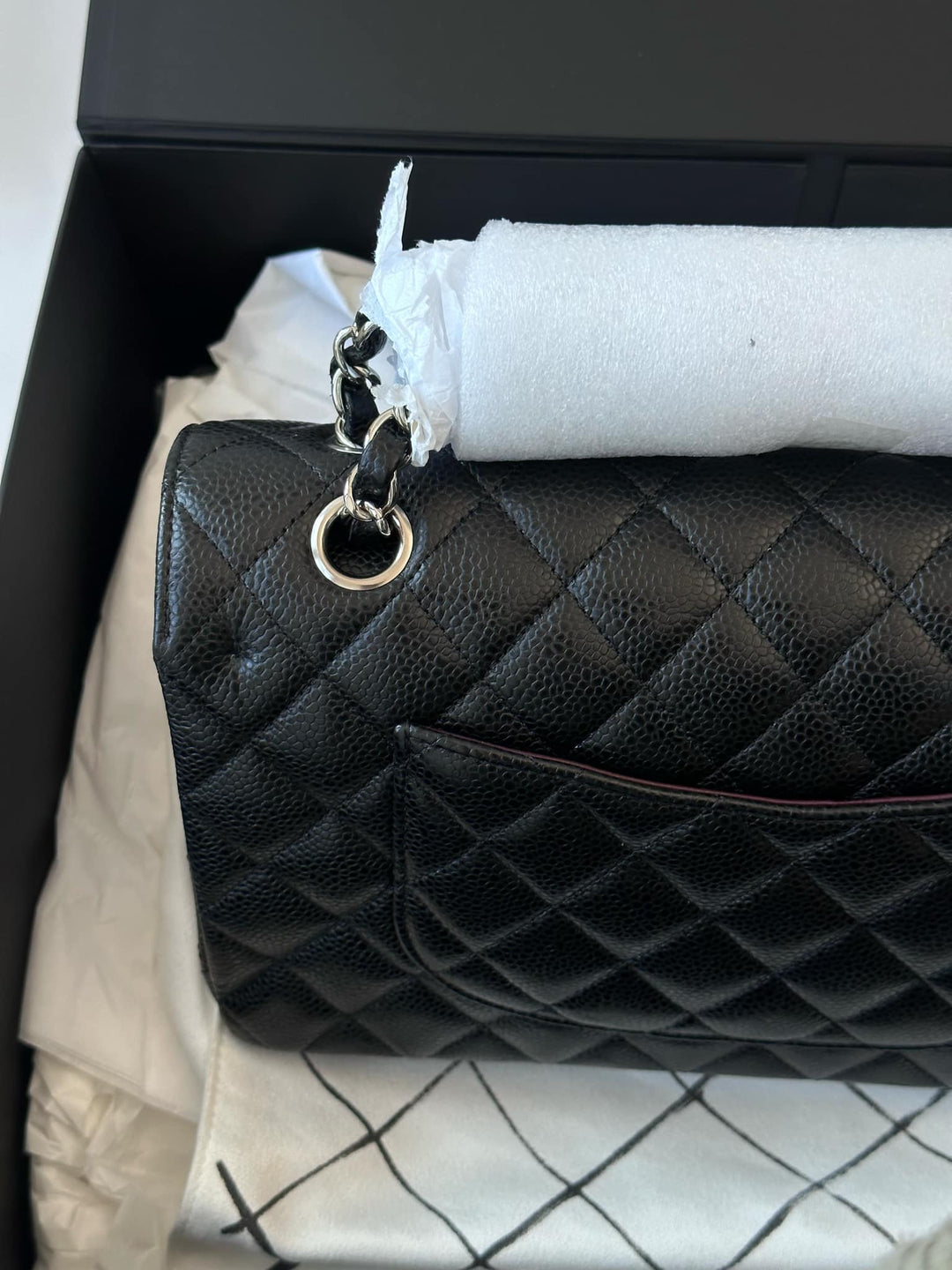Chanel Black Medium Caviar Double Flap Bag SHW