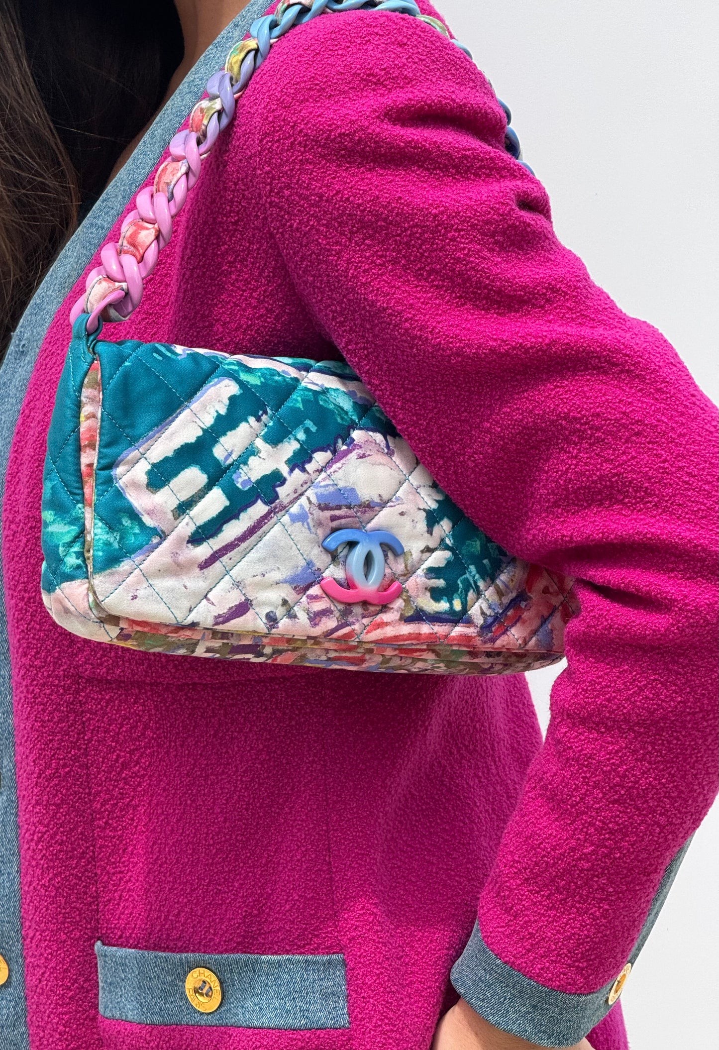 Chanel 2010 Watercolor Nylon Resin Flap Bag