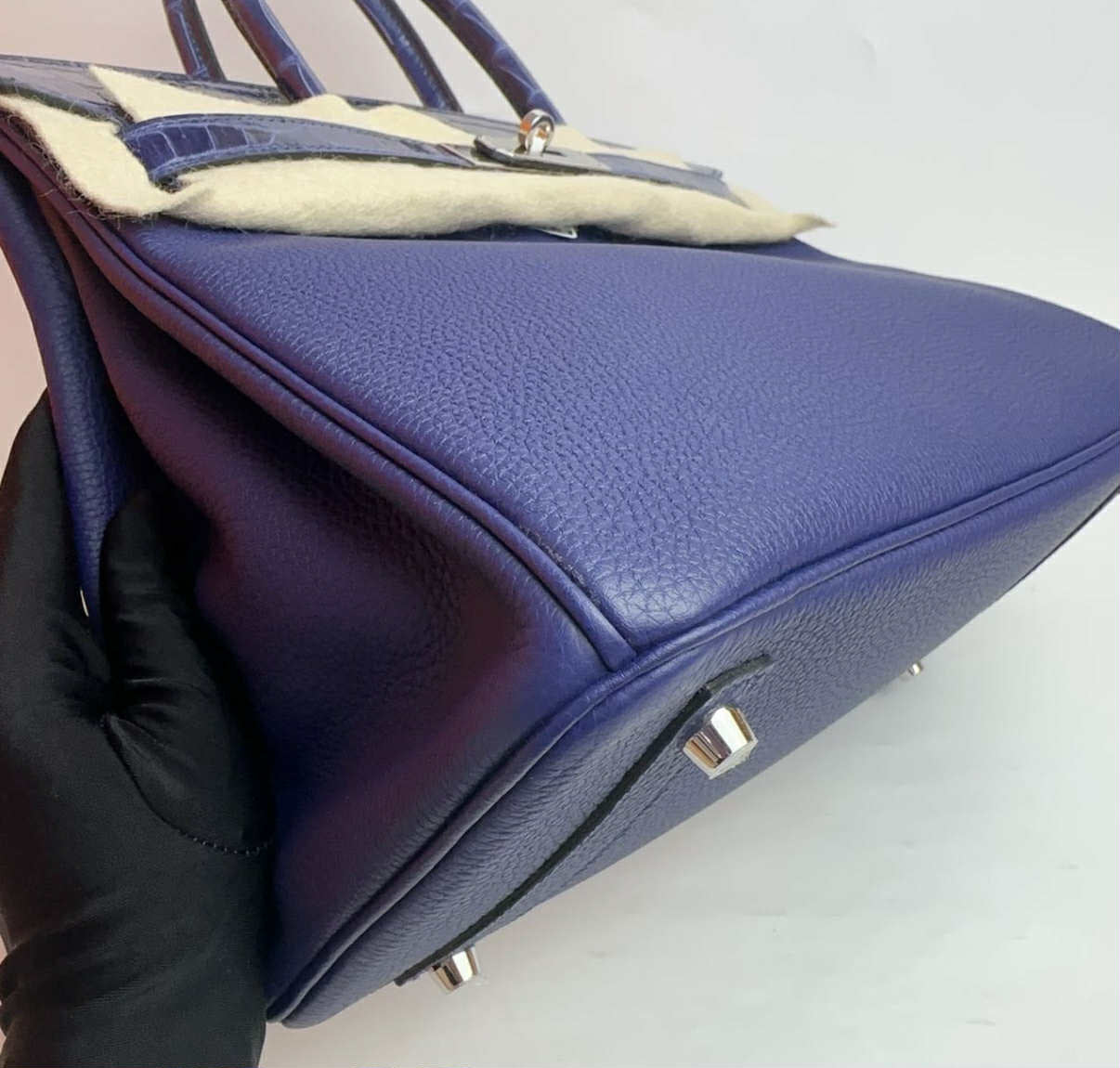 Hermes Bleu Encre Togo and Niloticus Birkin 30