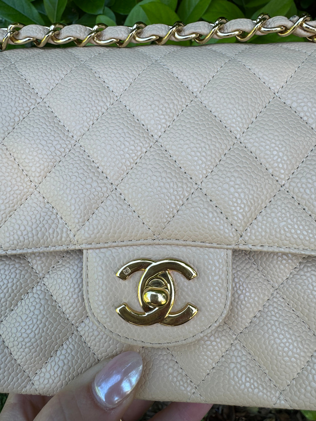 Chanel 2008 Beige Claire Medium Caviar Classic Flap W 24K GHW