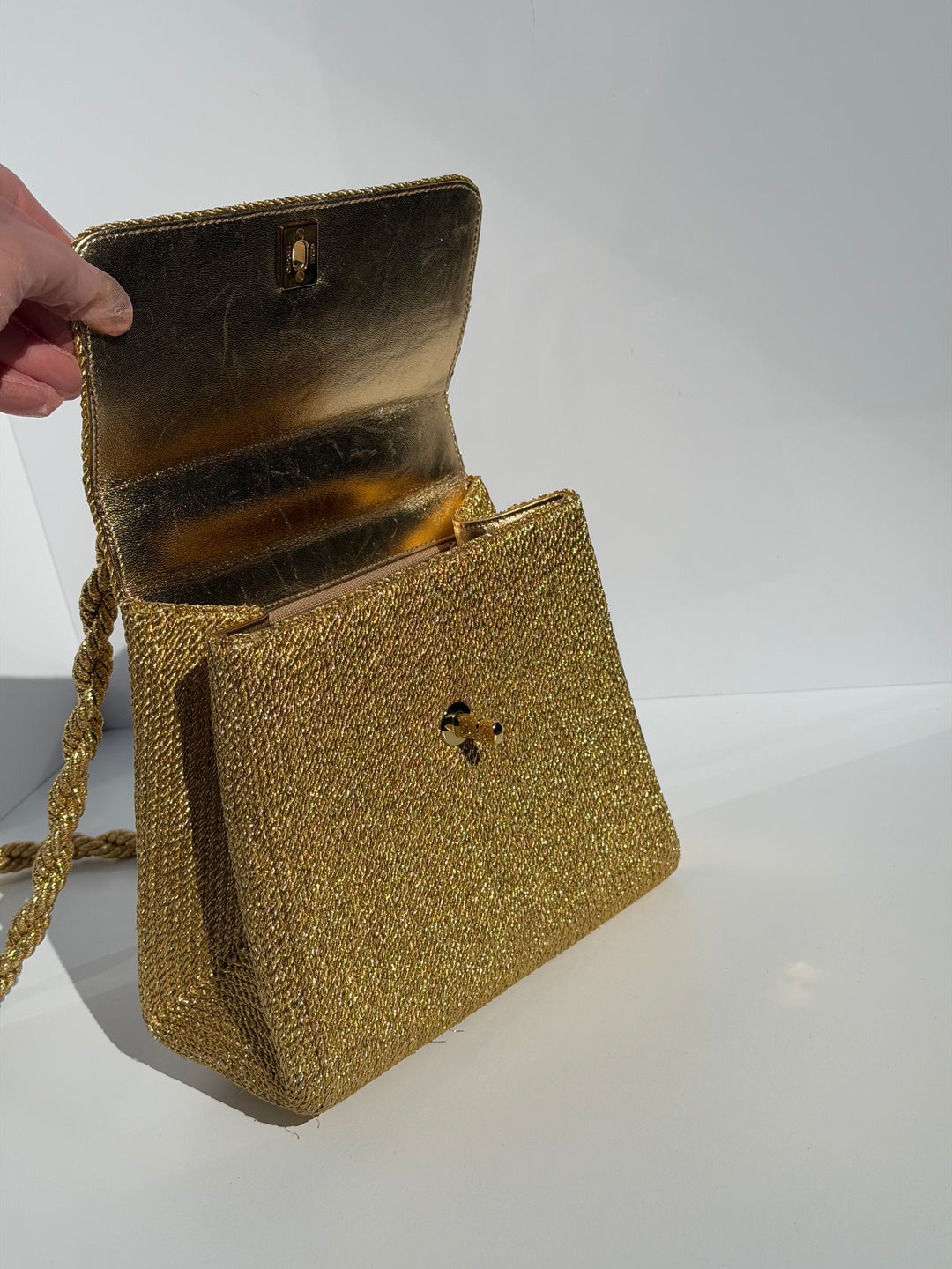 Chanel RARE Vintage Gold Silk Rope Shoulder Bag