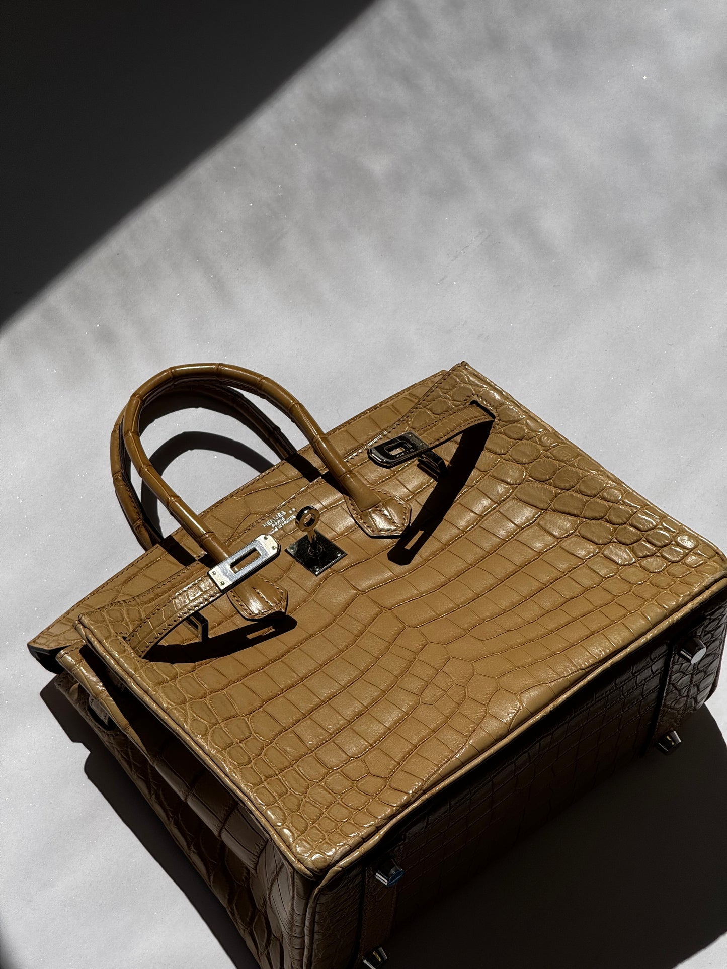 Hermes Matte Crocodile Poussiere Birkin 25 PHW