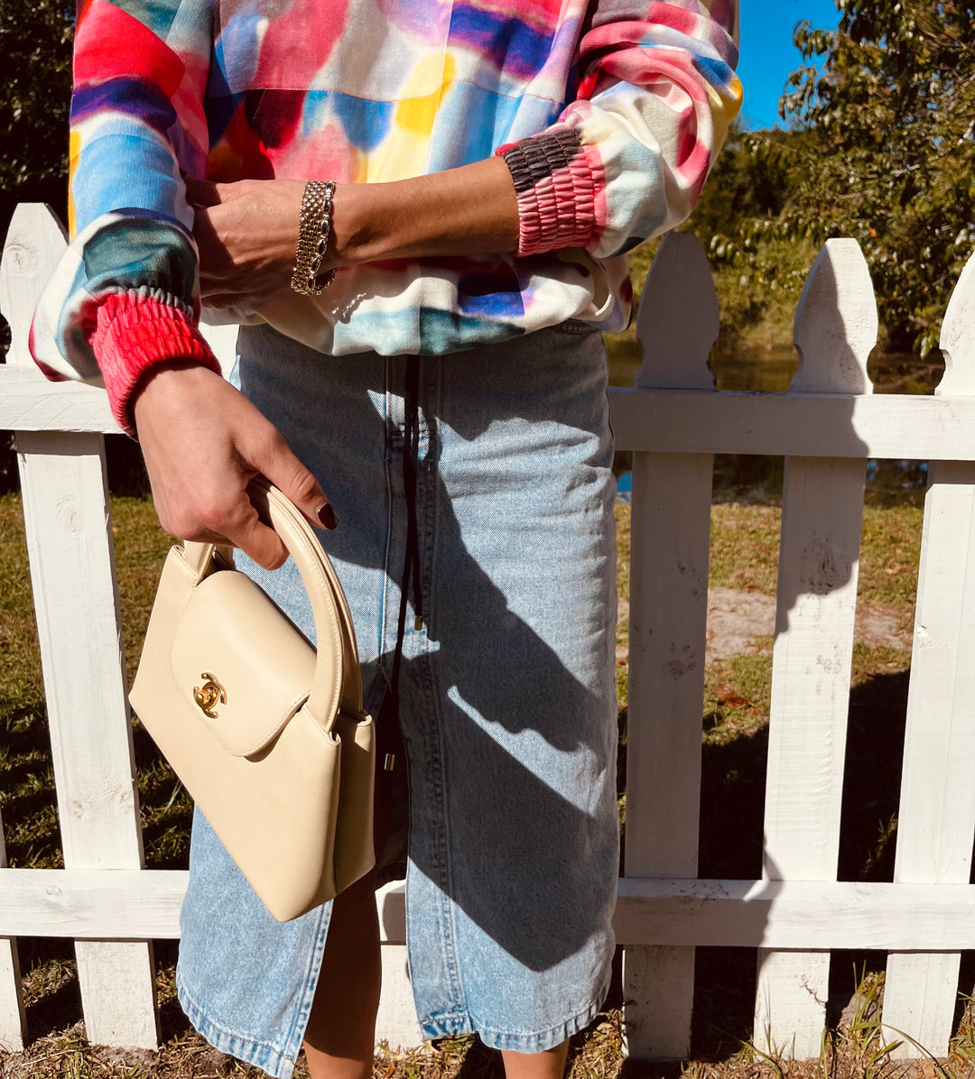 Chanel Vintage Mini Cream Lambskin Kelly Flap