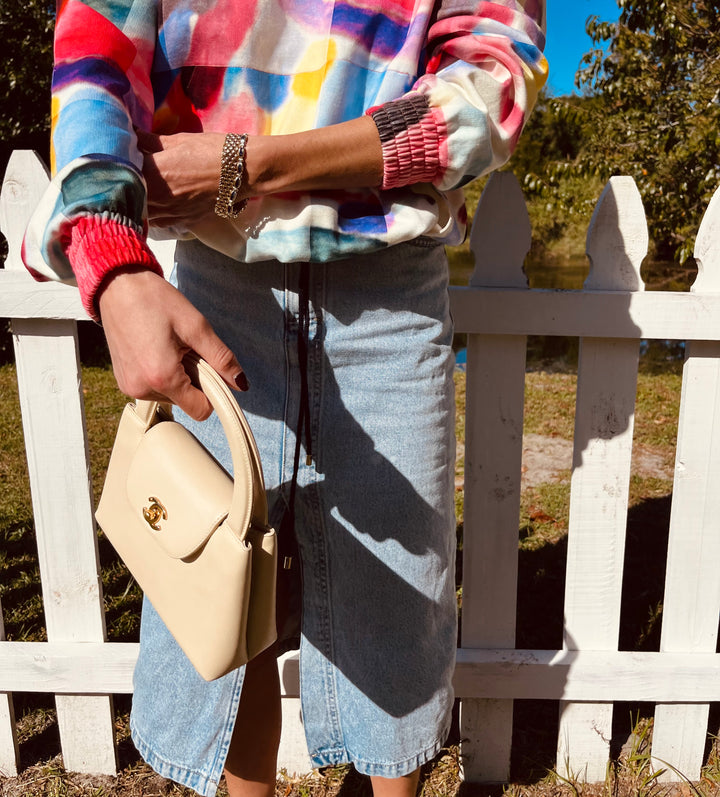 Chanel Vintage Mini Cream Lambskin Kelly Flap