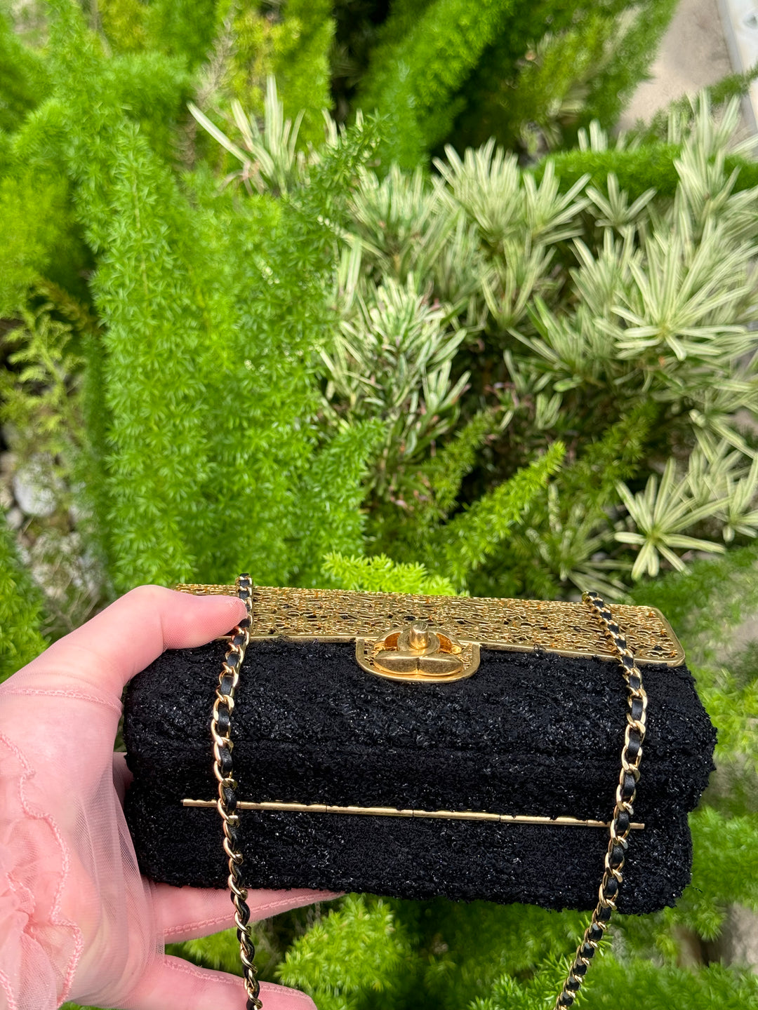 Chanel 2022 Limited Edition Tweed Mini Cage Minaudiere Crossbody