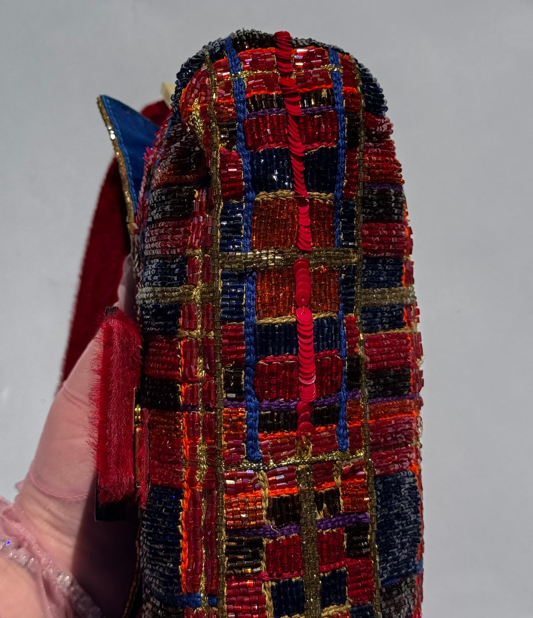 Fendi 1997 Vintage Beaded Ponyhair Baguette