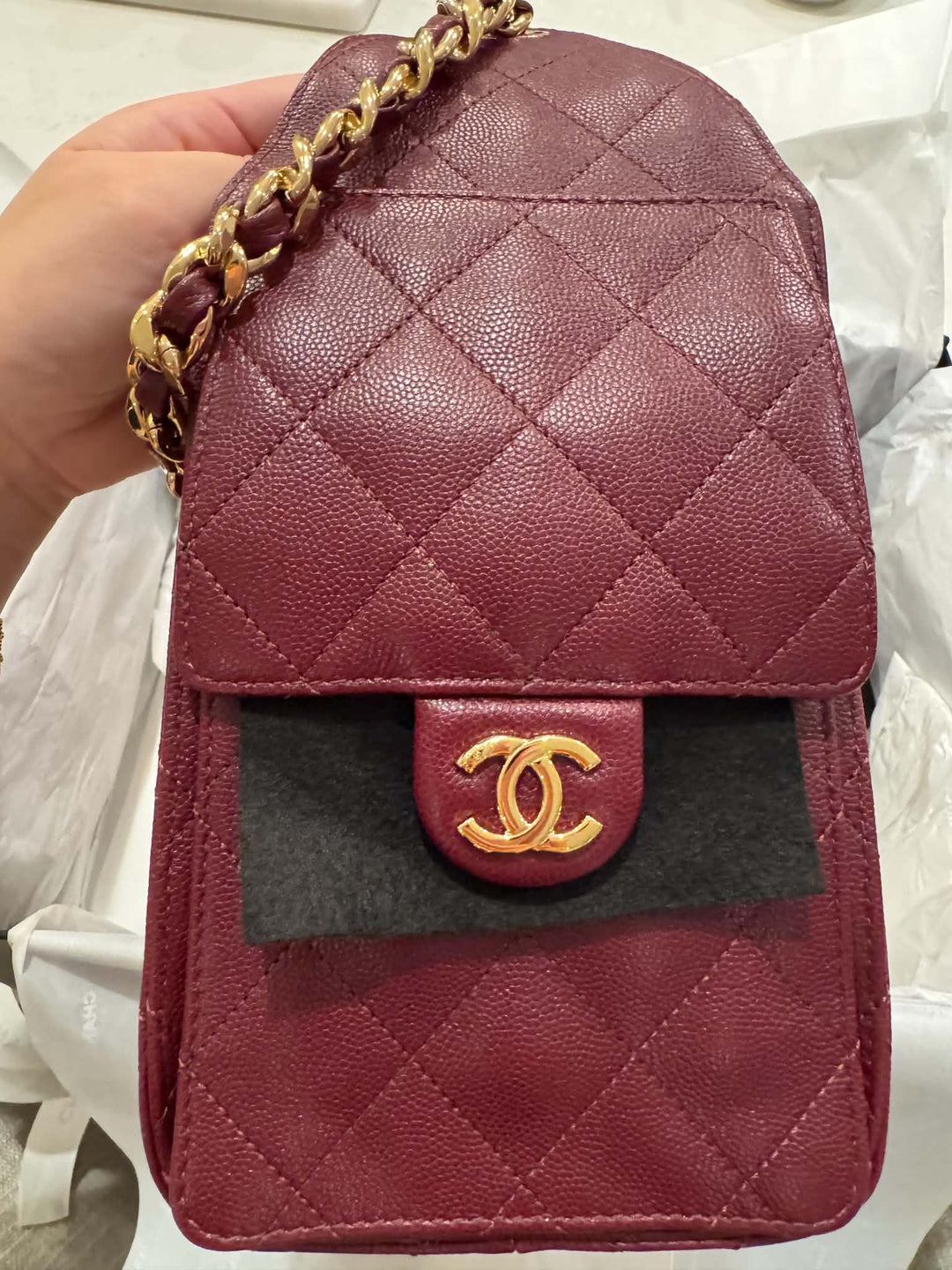 Chanel Small 25 Hobo Bag Caviar Leather Burgundy Antique Gold Hardware 2026