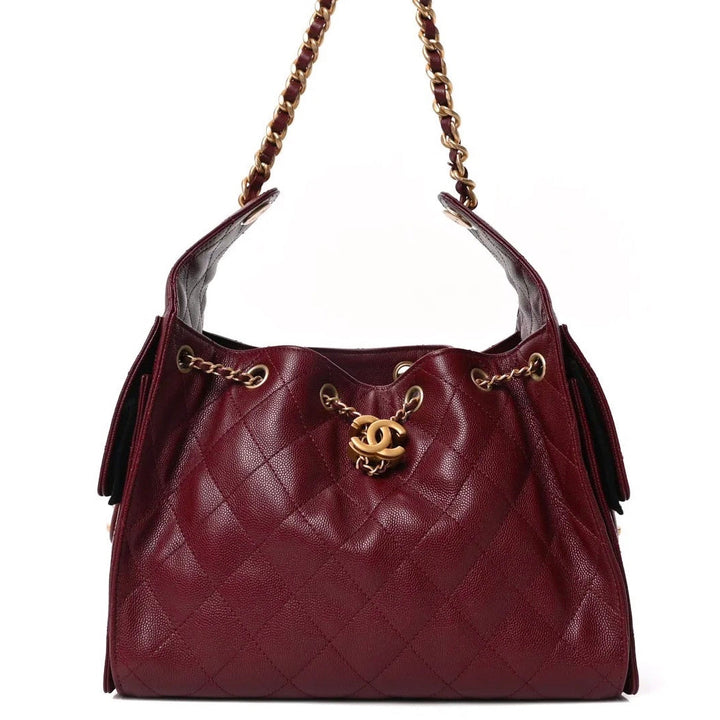 Chanel Small 25 Hobo Bag Caviar Leather Burgundy Antique Gold Hardware 2026
