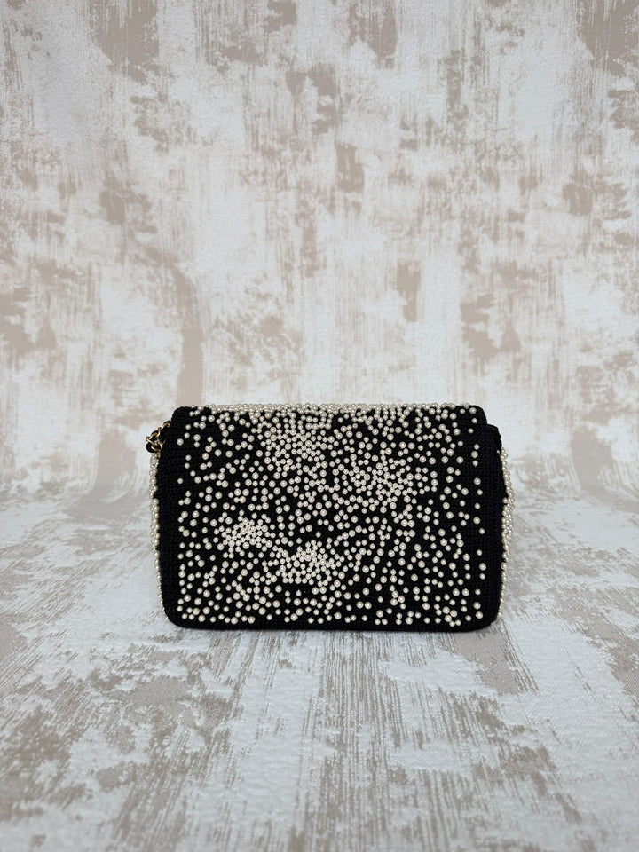 Chanel 17C Medium Flap Bag Pearl Embellished Gold Hardware 2017