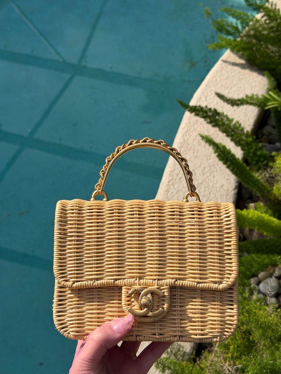Chanel Braided Mini CC Top Handle Tan Rattan Gold Hardware 2025/26 Cruise