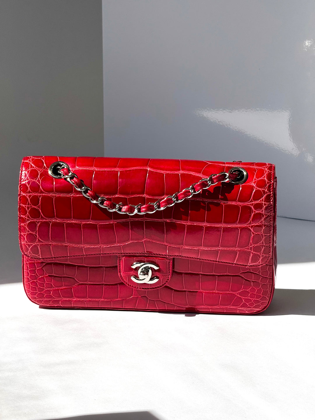 Chanel Red Alligator Medium Classic Flap Bag
