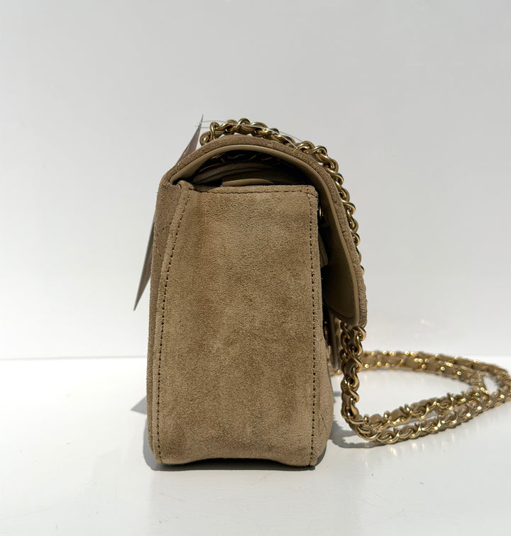 Chanel Mini Flap Souplissimo Suede Calfskin Dark Beige Gold Hardware 2026