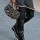 Chanel 22K Black/White Caoutchouc CC Logo Thigh High Rain Boot