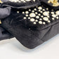 Chanel Black Velvet Mini Pearl Flap Bag